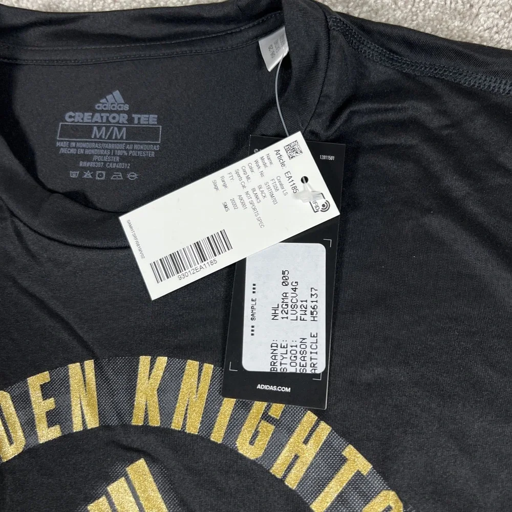 Adidas Vegas Golden‎ Knights NHL Long Sleeve Creator Tee Black Gold Mens Medium